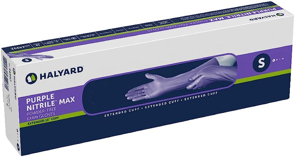 Halyard Purple Nitrile Max Exam Gloves, Powder-Free, case/400