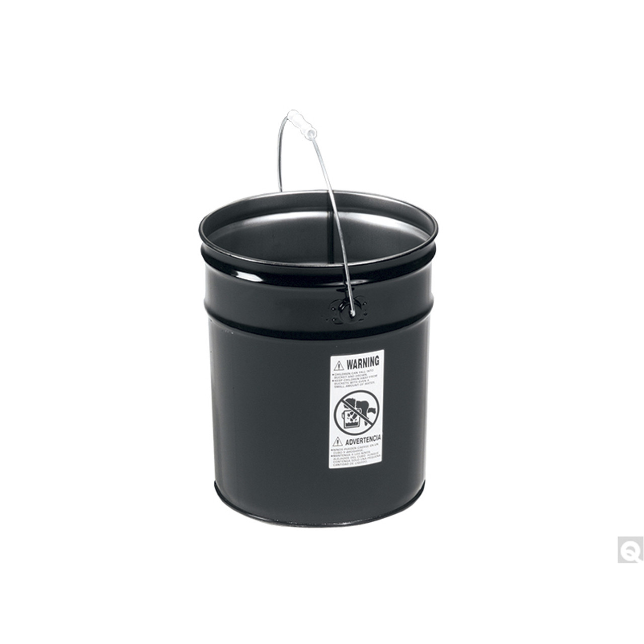 3.5 Gallon Metal Pail with Rust Inhibitor, Non-UN Rated, 28 Gauge, Black