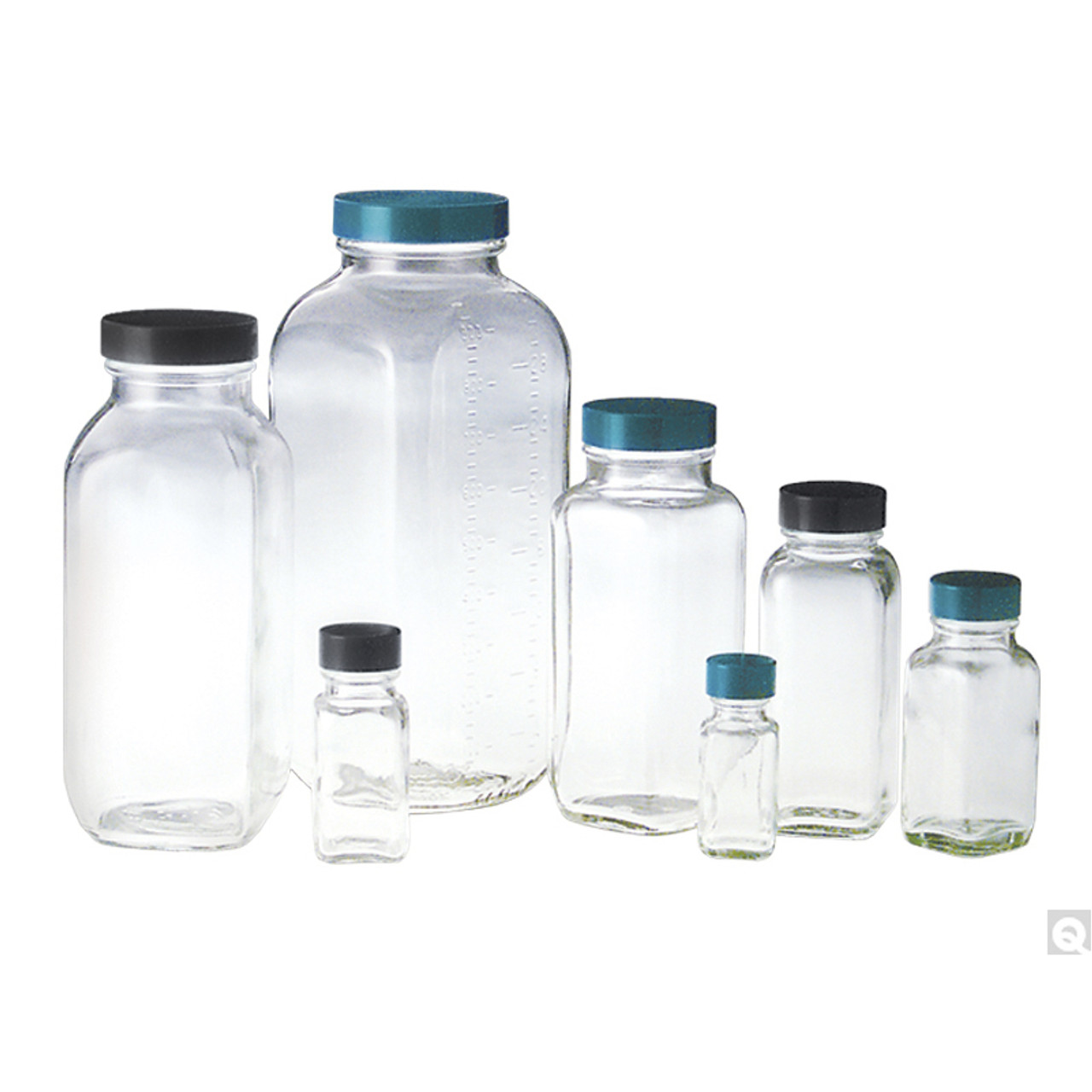 2 oz (60ml) Flat Square Clear Glass Bottles