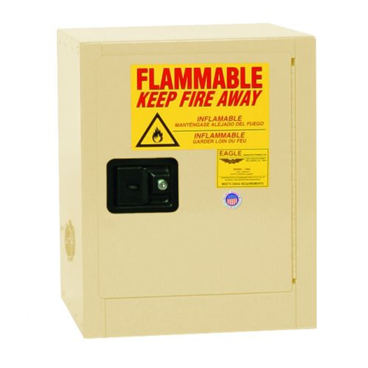 Bench Top Flammable Liquid Safety Cabinet, 4 Gallon, 1 Shelf, 1 Door, Manual Close, Beige