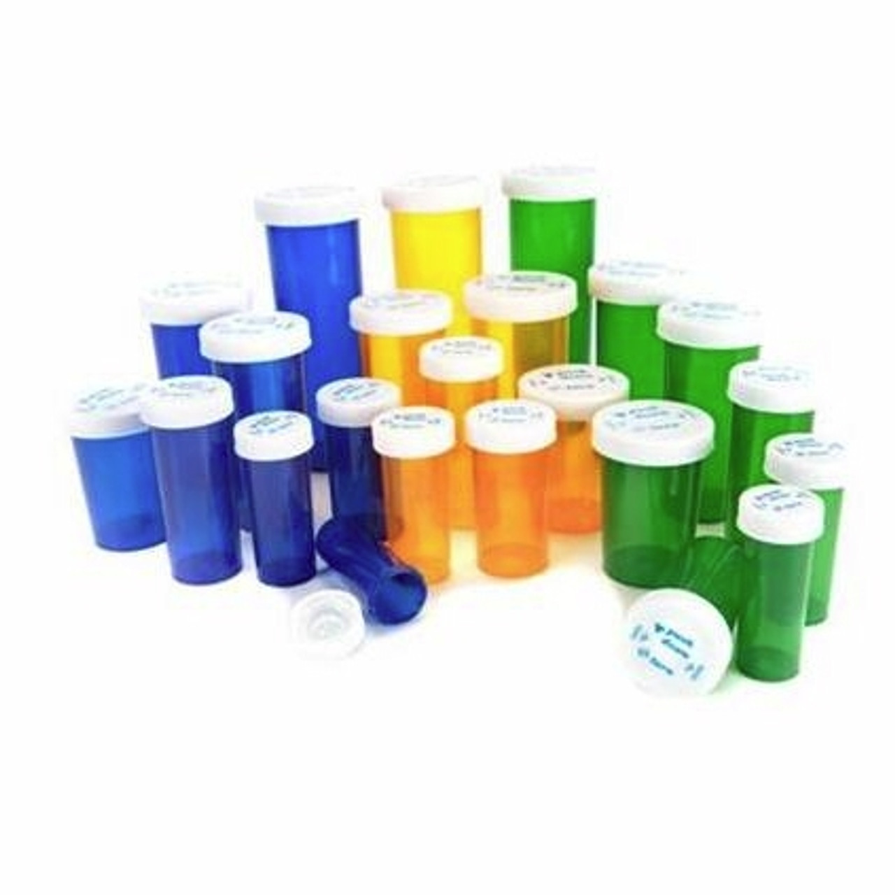 Blue Pharmacy Vials, Child-Resistant, Blue, 6 dram (22mL), case/600