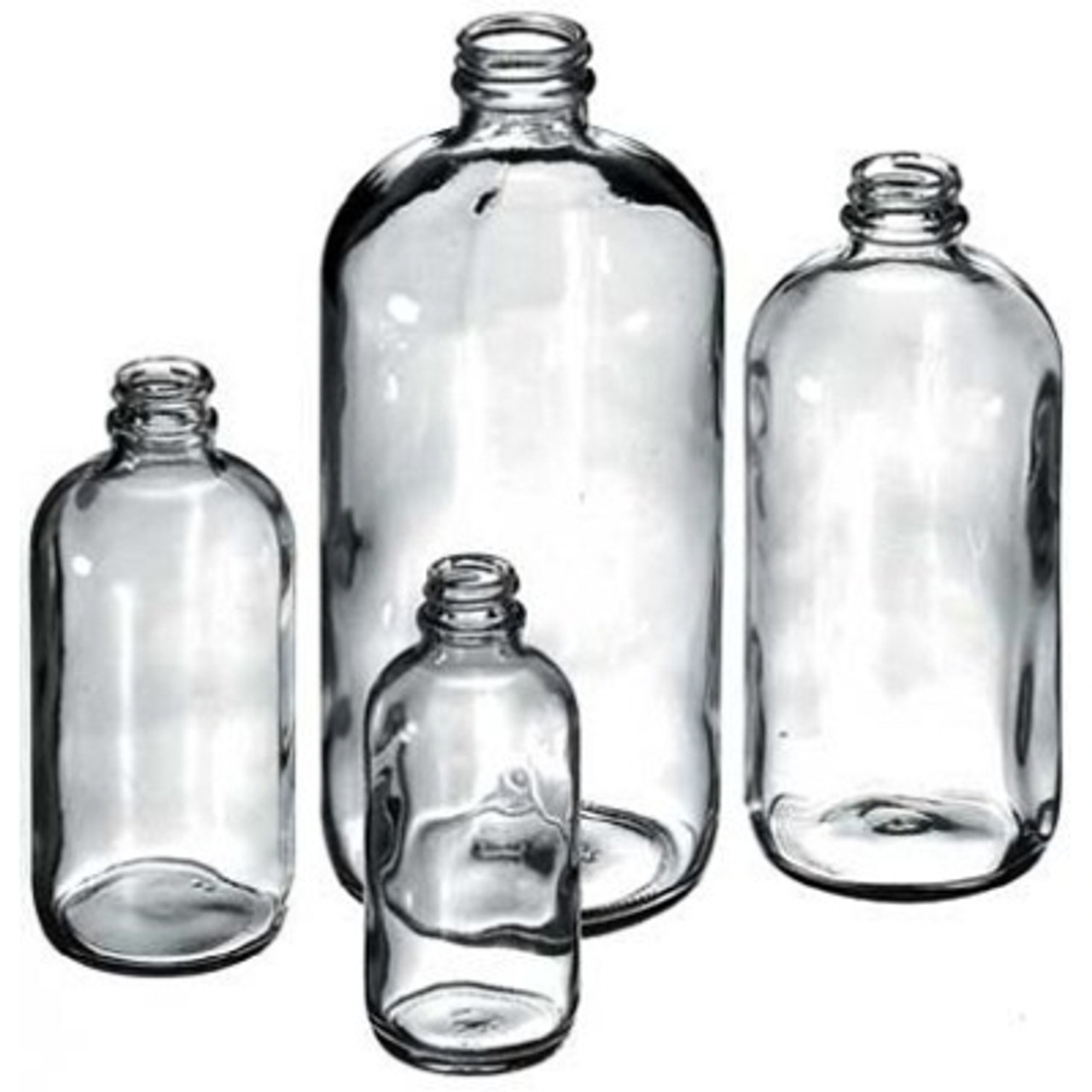 16oz Glass Boston Round Bottles, 28-400 Polypropylene Hole Cap & Bonded  PTFE/Silicone Septa, case/12