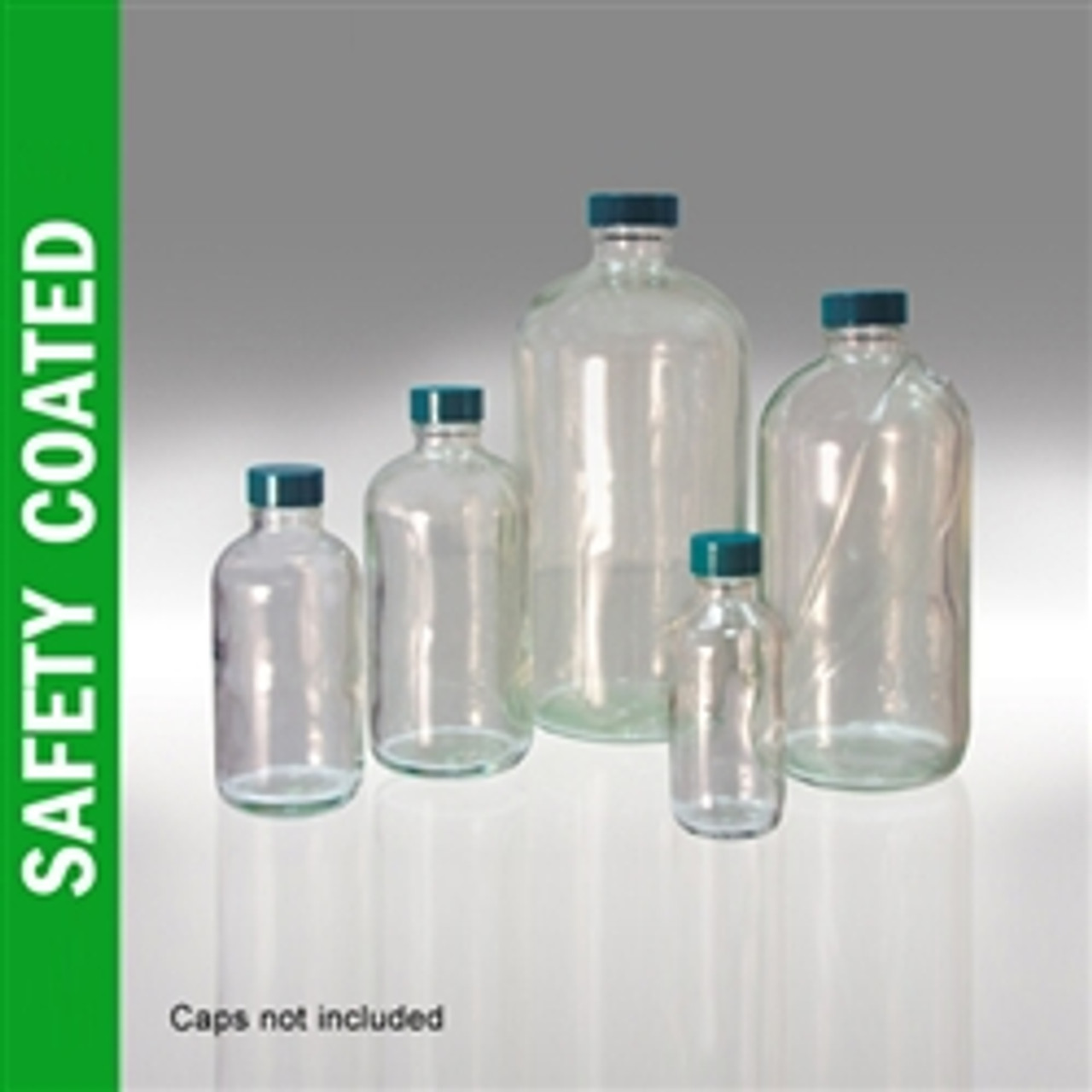16 oz Clear Glass Boston Round Bottles (Cap Not Included) - 12/Case, Clear Type III 28-400