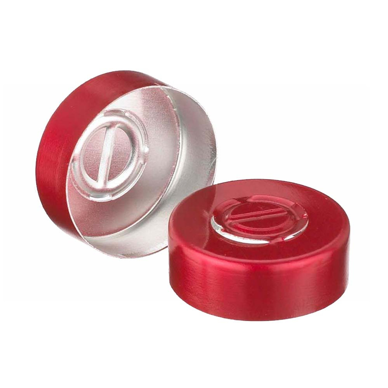WHEATON® 20mm Crimp Seal, Center Tear-Out, Aluminum Red, Unlined, case/1000