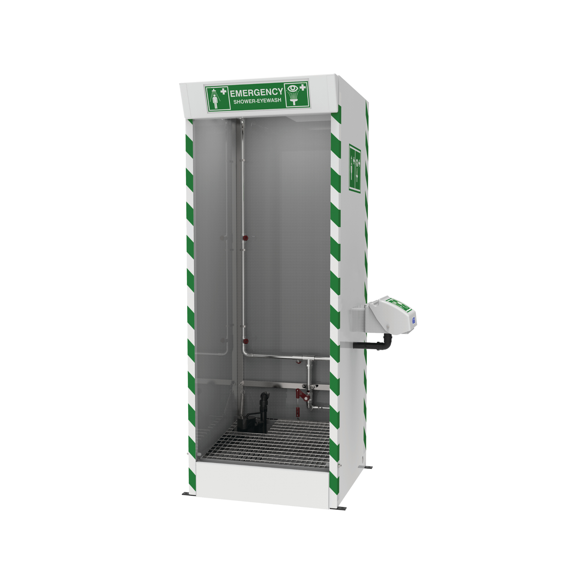 Justrite Hughes Emergency Cubicle Shower with Multi-Nozzle Body Wash ...