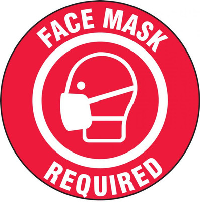 Safety Label, Face Mask Required, Adhesive Vinyl, 5/PK - CP Lab Safety