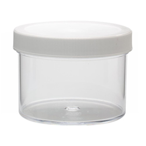 Wheaton® 250mL Clear Polystyrene Jars, Foam Lined Polyethylene Caps, case/36