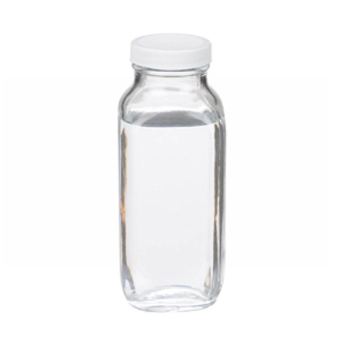 Wheaton® 16oz Clear Glass Bottles, French Squares, PTFE Liner, case/24