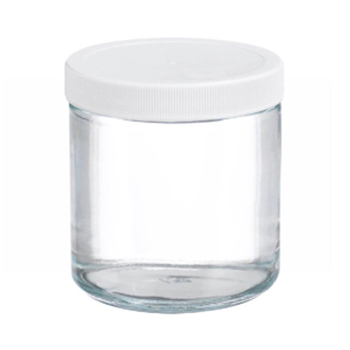 Wheaton® 16oz Glass Jar, Straight Side Clear, Poly Vinyl Liner, case/12