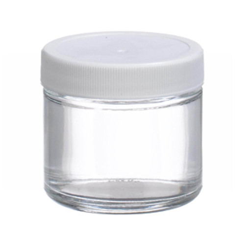Wheaton® 2oz Glass Jars, Straight Side Clear, PP/PTFE Liner, case/24