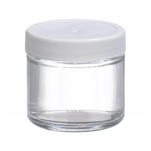 Wheaton® 2oz Glass Jars, Straight Side Clear, PP/PTFE Liner, case/24