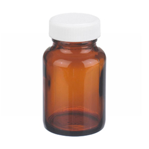 Wheaton® 2oz Amber Wide Mouth Packer Bottles, Vinyl Lined Caps, Bulk, case/216