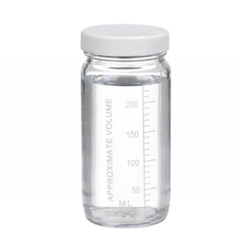 Wheaton® 8oz Graduated Glass Volumetric Bottles, PTFE Lined Polypropylene Caps, case/24
