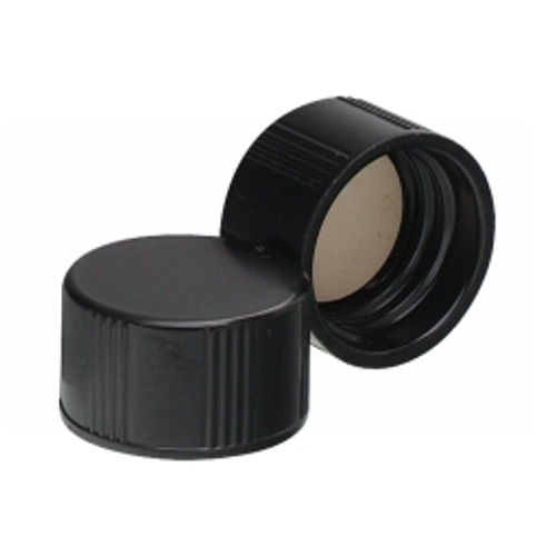 Case of 250 Wheaton® 13-425 Black Phenolic Caps with PTFE Liner (Product Code: DWK-W240820).