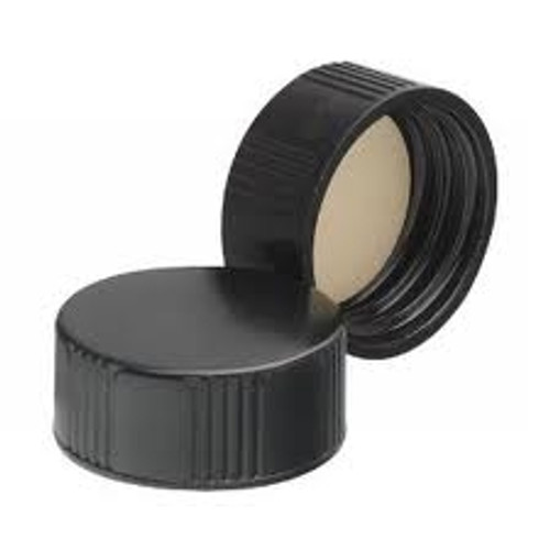 Case of 500 Wheaton® 22-400 Black Phenolic Caps with PTFE Liner (Product Code: DWK-W240825).