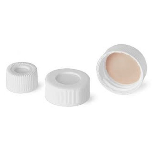 Case of 100 Wheaton® 22-400 Open Top PP Caps in White with PTFE/Silicone Liner .060 (Product Code: DWK-W240844).