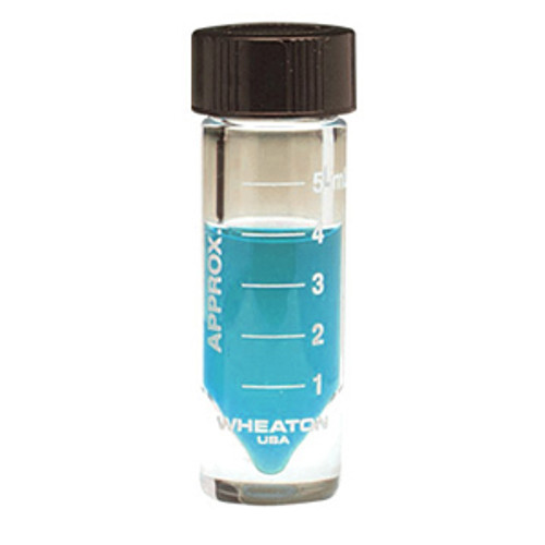 Wheaton® 5mL, Graduated V-Vials, Borosilicate Glass, Clear, 20-400, PTFE Faced Rubber Liner, case/12