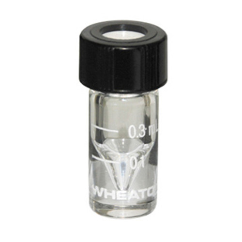 Wheaton® 0.3mL, Graduated V-Vials, Borosilicate Glass, 13-425, Hole Caps & PTFE/Silicone Septa, case/12