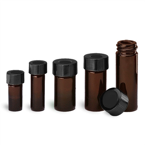 Wheaton® 5mL Borosilicate Glass V-Amber Vials, 20-400 Hole Caps, case/12