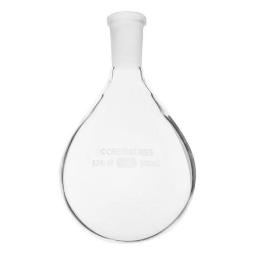 Glass Single Neck Evaporating Recovery Flask Flask, Heavy Wall Single Neck, 24/40 OJ, 50mL