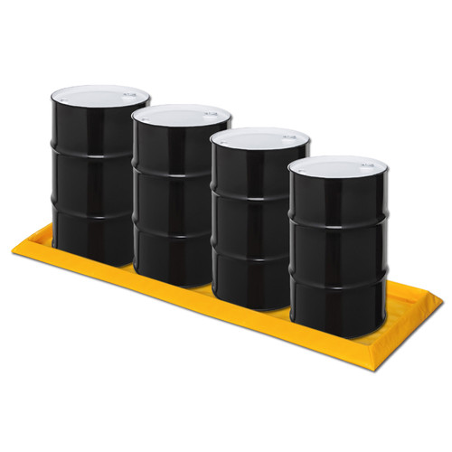 Eagle® 4-Drum Inline SpillNest Spill Containment, 32.25" x 107.75", 30 Gal, Yellow