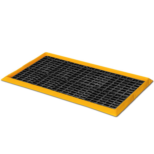 Eagle® 8 Drum SpillNest Spill Containment with 4 Grates, 57.5" x 108.5", 60 Gal, Yellow