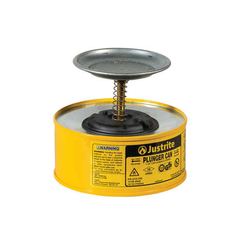 Justrite® Plunger Dispensing Can, 1 Quart, Yellow
