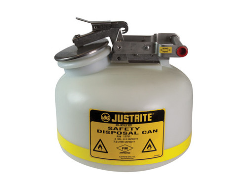 Justrite® HDPE, Steel Liquid Disposal Can, 2 gals, White