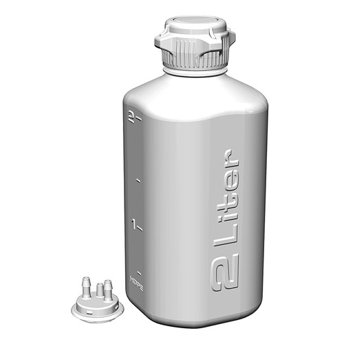 Heavy Duty Vacuum Bottle, 2 Liter, HDPE, 53B VersaCap with 1/4" Barb Adapter & Closed Adapter