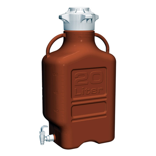 EZgrip Carboy, Amber HDPE, 20 Liter with 120mm VersaCap and Spigot