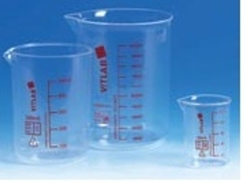 Griffin Beaker, PMP, Red Screened Graduations, 25mL, case/12