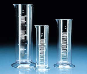 Graduated Cylinder, Low Form, SAN, Molded Graduations, 50 ml, case/12