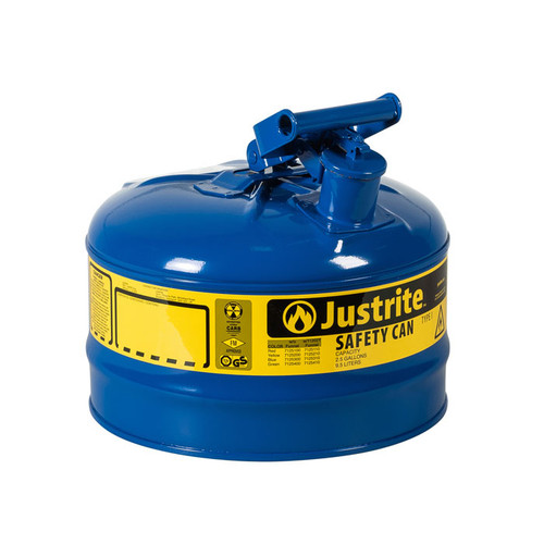 Justrite® Type I Steel Safety Can For Oil, 2.5 Gallon, Blue