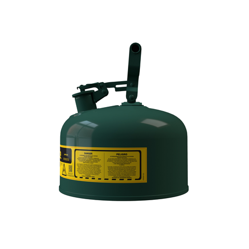 Justrite® Type I Steel Safety Can For Oil, 2.5 Gallon, Green