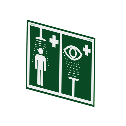 Justrite® Universal Safety Shower and Eye/Face Wash Sign For Wall Mounting