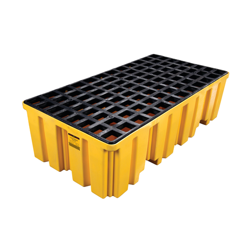 Eagle® 2 Drum Plastic Pallet, Without Drain, Yellow