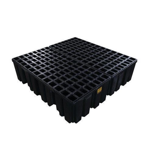 Eagle® 4 Drum Plastic Pallet Without Drain, Black