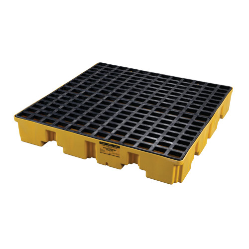 Eagle® 4 Drum Plastic Pallet, Without Drain, Polyethylene, Yellow