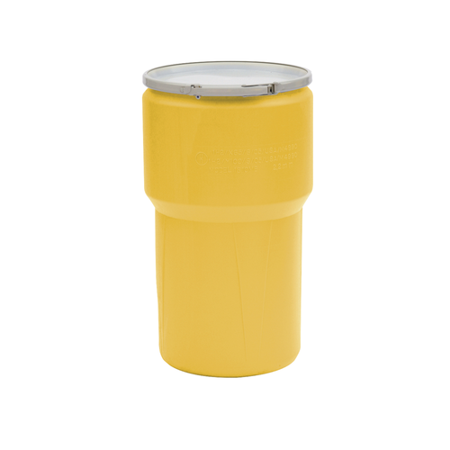 Eagle® 14 Gallon Drum, Metal Lever-Lock, Lab Pack Plastic Barrel Drum, Yellow