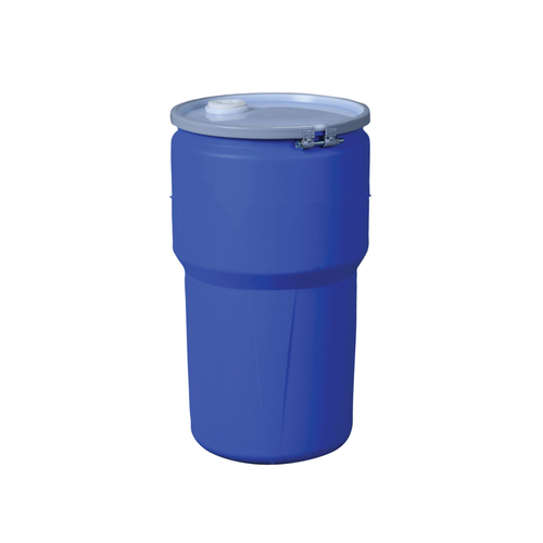 Eagle® 14 Gallon Drum, Metal Bolt Ring, Lab Pack Open Head Plastic Barrel Drum with 1x2" And 1x3/4" Bung Holes, Blue