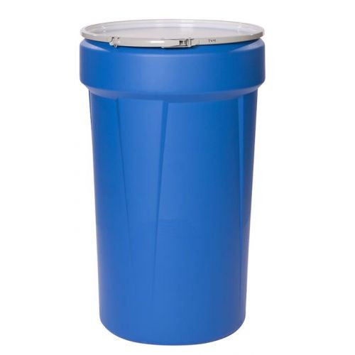 Eagle® 55 Gallon Drum, Metal Lever-Lock, Open Head Lab Pack Plastic Barrel Drum, Blue