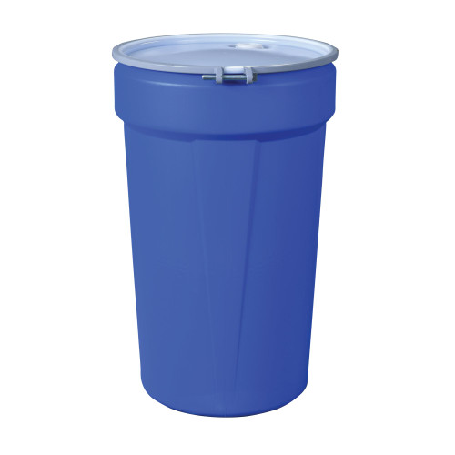 Eagle® 55 Gallon Drum, Metal Bolt Ring, Lab Pack Open Head Plastic Barrel Drum, Blue