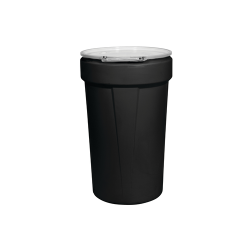 Eagle® 55 Gallon Drum, 1x2" 1x3/4" Bung Holes, Lab Pack Open Head Plastic Barrel Drum, Black