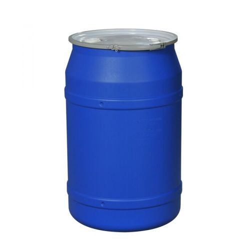 Eagle® 55 Gallon Drum, Metal Lever-Lock, Plastic Barrel Drum with 1 x 2" And 1 x 3/4" Bung Holes, Blue