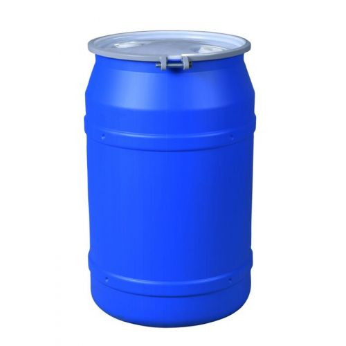 Eagle® 55 Gallon Drum, Metal Bolt Ring, Lab Pack Open Head Plastic Barrel Drum with 2 x 2" Bung Holes, Blue