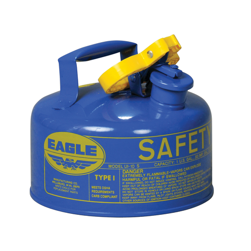 Eagle® 1 Gallon Steel Safety Can For Kerosene, Type I, Flame Arrester, Blue
