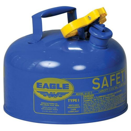 Eagle® 2 Gallon Steel Safety Can For Kerosene, Type I, Flame Arrester, Blue