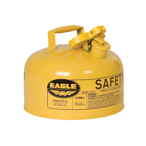 Eagle® 2 Gallon Steel Safety Can For Diesel, Type I, Flame Arrester, Yellow