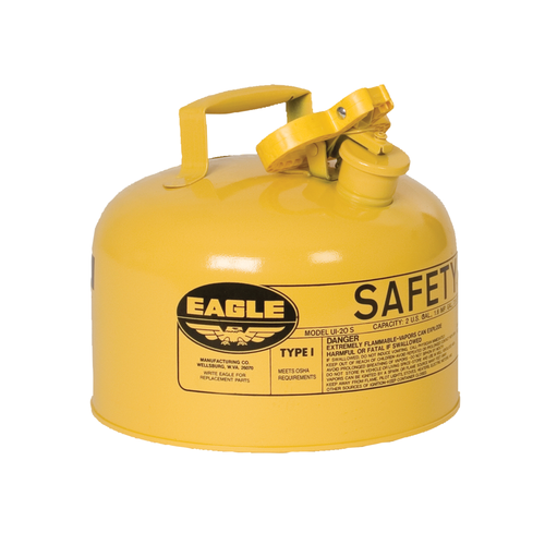 Eagle® 2.5 Gallon Steel Safety Can For Diesel, Type I, Flame Arrester, Yellow