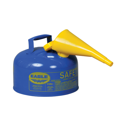 Eagle® 2 Gallon Steel Safety Can For Kerosene, Type I, Flame Arrester, Funnel, Blue